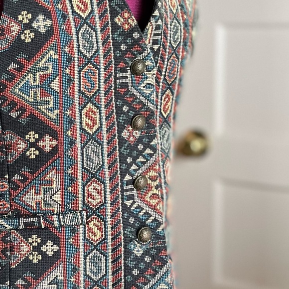 Karen Kane Brocade Jacquard Button Down Jacket Vest - Picture 2 of 6